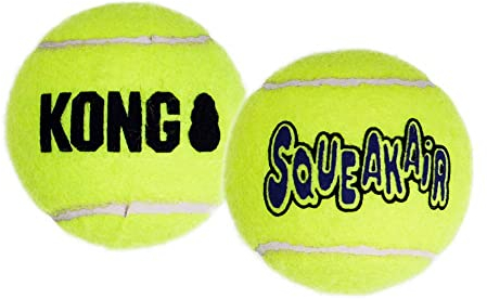 KONG – Squeakair Balls – Premium-Hundespielzeug, Quietschende Tennisbälle, Zahnschonend – Für Große Hunde (2er– Pack)