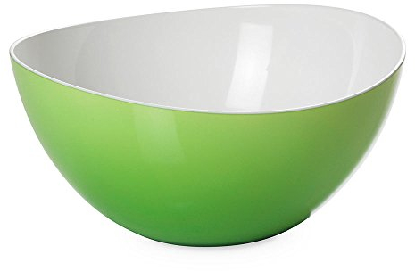 Omada Design Saladier, bol en plastique incassable bicolore, fabriqué en Italie, ligne Trendy, diamètre 26 cm, capacité 3,5 litres, va au lave-vaisselle, Blanc et Vert