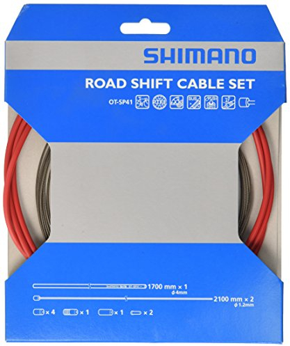 SHIMANO Kit Cavi E Guaine Trasmissione Strada PTFE Colore Guaina Rosso