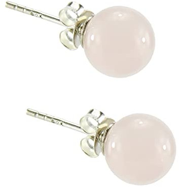 Budawi® Rosenquarz Edelstein Kugel Perle Ohrstecker Ohrringe Ohr Schmuck Stift und Schraube aus 925er Sterling Silber