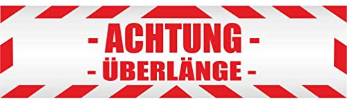 INDIGOS UG - Magnetschild Auto Achtung ÜBERLÄNGE mit Rahmen 45 x 12 cm - Magnetfolie LKW Truck Transporter Baustellenfahrzeug Firmenwagen - flexibel abnehmbar, wetterfest