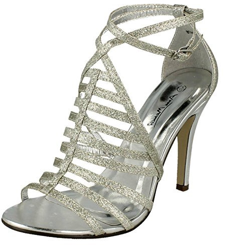 Anne Michelle Glitter High Heels (Size 7 UK, Silver)