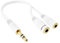 AKORD® Gold 3.5mm Headphone Splitter Jack Male to 2 Dual Female Cable lead audio Y-SPLITTER (White)
