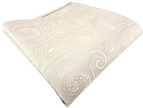 TigerTie Designer Seideneinstecktuch in beige creme silber paisley gemustert