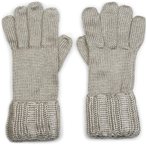 styleBREAKER Damen warme glänzende Handschuhe mit doppeltem Bund, Winter Strickhandschuhe, Fingerhandschuhe, Glitzer 09010011, Farbe:Hellgrau meliert