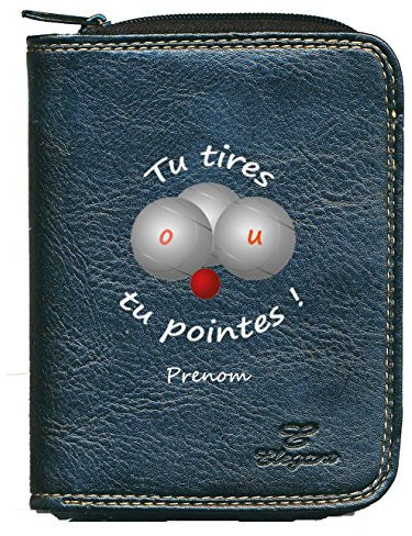 Syl'la Porte Monnaie Porte Carte Noir pour Homme (Petanque personnalisé avec prenom)