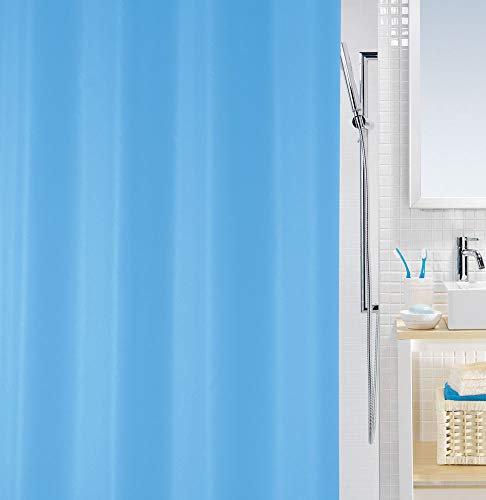 Spirella Anti-Schimmel Duschvorhang Bio Anti-Bakteriell, waschbar, wasserdicht PEVA 180x200cm Hellblau, Blau