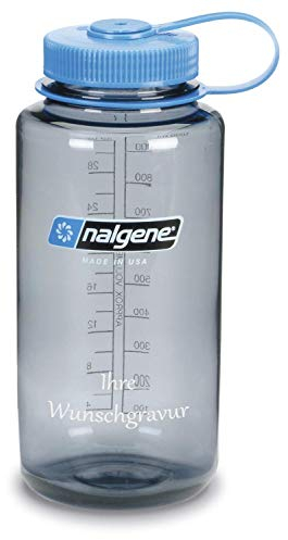 Nalgene Trinkflasche 'Everyday-Weithals' – 1L (Grau, mit Namensgravur)