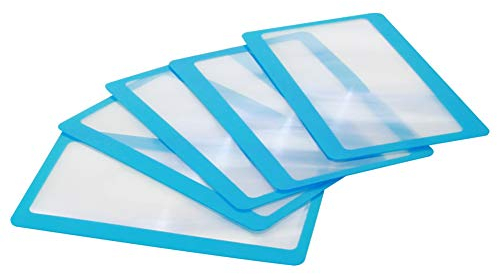 Othmro 5 x 3-fache PVC-Seitenlupe, quadratische Lupe, 3-fache Lupe, freihändige Vollseitenlupe, niedrige Sichthilfe, Werkzeug zum Lesen kleiner Drucke, 7 x 4 cm, Blau