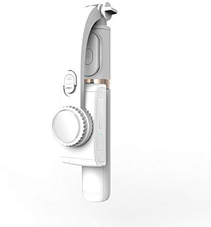 Treppiede Smartphone Asta Selfie con Stabilizzatore Gimbal Palmare Pieghevole Ad ASSE Singolo Bluetooth Adatto per Telefoni Cellulari Apple, Android, Xiaomi-Bianca