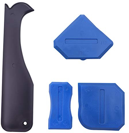 Houdao 4 Stück 3 in 1 Silikon Abzieher Silikonentferner Werkzeug Multifunktional Profi Fugenglätter Silikon für Badezimmer Küche Boden Fliesen Acryl Dichtungsmasse Silikon Dicht