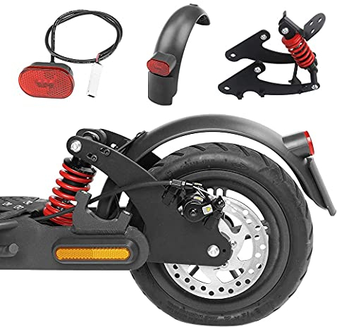 Flycoo2 Sospensione Posteriore con Parafango e Fanale Posteriore a LED per Xiaomi M365 Pro/Pro 2 Scooter Elettrico Retrofit Parte Ammortizzatore Accessori, Rosso