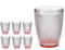Pack de 6 vasos de cristal de punto de agua de 30cl (rojo)