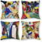 HOSTECCO Wassily Kandinsky Abstrakte Kissenbezüge 45x45 cm 4er Set Landschaft mit Zwei Pappeln Das Wasserfallgemälde Dekorative Kissenbezüge für Sofa Couch