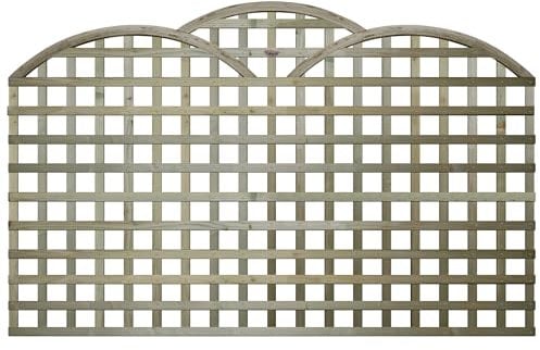 Triple Dome 6x3ft (W: 6ft x H: 3ft) Traditional Art Deco Style Cloud-Topped Pressure-Treated Trellis Panel 60-70mm Privacy Squares Fence Topper/Wall Art Width 1828mm x Height: 900mm