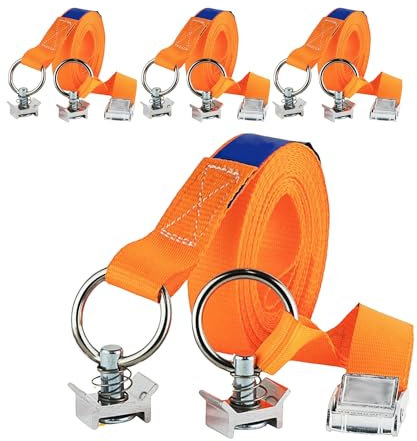 Safetytex Klemmschlossgurt 250kg mit Singlefitting - Spanngurt 5m x 25mm für Airlineschiene - Ratschengurt Zurrschiene - Zurrgurt 2-teilig - Sicherer Transport (4 Stück)