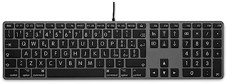 LMP Italienische USB-Tastatur (QWERTY) mit Großbuchstaben und Ziffernblock - Aluminiumabdeckung und 2 USB-A-Anschlüsse - Mac kompatibel (Space Gray)