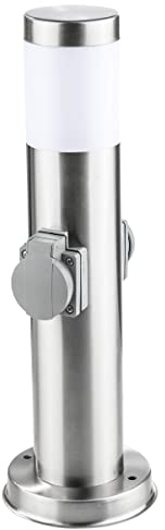 Haushalt International Edelstahl Außenleuchte mit 2 Steckdosen 16A