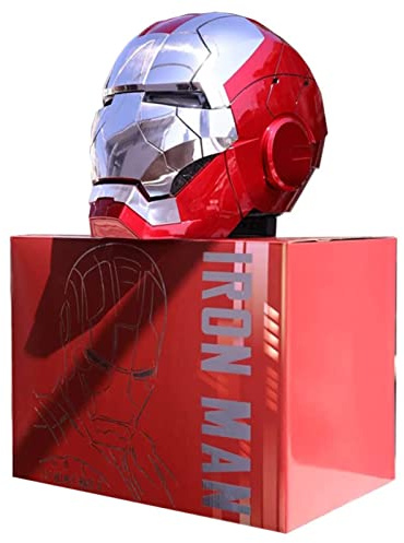 WXQLK AUTOKING Tony Stark MK5 - Casco eléctrico Legends Iron Man, control táctil de varias piezas y control de voz inglés, máscara de casco de apertura y cierre automáticos, ABS