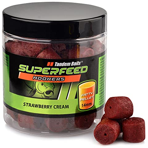 Tandem Baits SuperFeed Hook Fatty Pellet Strawberry Cream | Carp Fishing Hookbaits | Carp Pellets | Carp Fishing Bait | Carp Bait | Carp Fishing Accessories for Monster Fish 14mm 150g