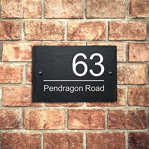 Slate House Signs Door Numbers Plaques for Wall Road Plate Plaque Rectangle Rustic Black Natural Slate Signs UV Printed Plaques 10 Year Guaranteed Hand-Finished in UK 10x15cm