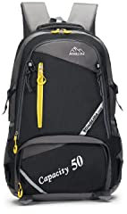 Black Jungle Ronglida 50L Reiserucksack, Schulrucksack, Rucksack für die Schule, Uni, Arbeit, Wochenendreisen Schwarz 2