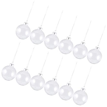 Artibetter 12 Stück Durchsichtige Befüllbare Weihnachtskugeln aus Glas Runde Kugeln Weihnachtsbaumkugeln für Weihnachtsbaum Bastelgeschenke Hochzeitsfeier Dekoration
