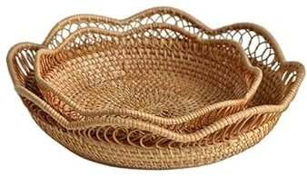 HHF Cesta Caja Bandeja de mimbre for tarta de frutas, bandeja de dulces hueca japonesa for comida, aperitivos, frutos secos, plato de semillas de melón, accesorios de tiro, cesta organizadora Ropa Alm