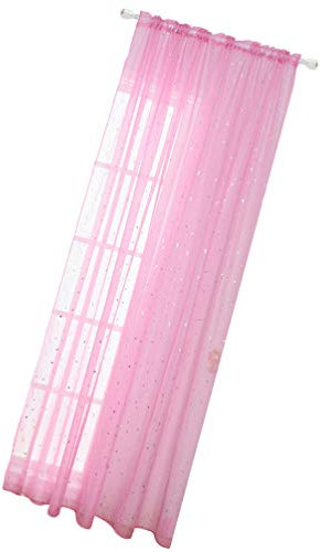 Homoyoyo Transparente Sternenvorhänge mit Ösen, 100x270cm, Rosa