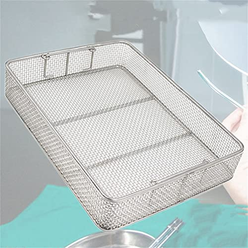 304 Edelstahl-Instrumenten-Sterilisationskörbe, Desinfektions-Sterilisations-Ultraschall-Korb-Tray-Fall-Ultraschall-Reinigungs-Wasch-Sterilisations-Trays Augen-HNO,40x30x7cm