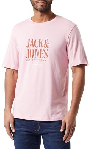 JACK & JONES Jorlucca Tee SS Crew Neck 1 FST T-Shirt, Rose Tendre, S Hommes