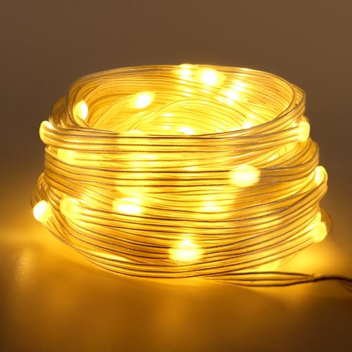 Mineup 10M Lichterschlauch Außen, 100 LEDs Wasserfest Lichtschlauch Außen mit Fernbedienung & Timer 8 Modi, 24V Led Schlauch für Außen Innen Party Hochzeit Weihnachten Balkon Garten Dekolicht (Warm)