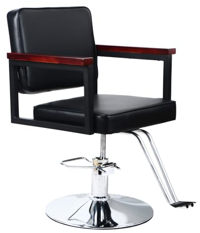 Panana Friseurstuhl Friseursessel Barberstuhl Bedienungsstuhl Friseureinrichtung für SPA Schönheit, 360 ° drehbar höhenverstellbar, Schwarz