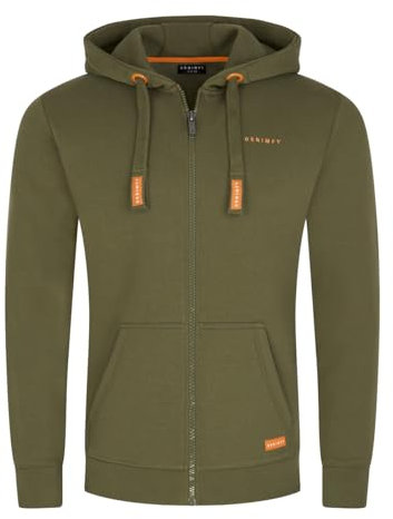 DENIMFY Sweatjacke Herren mit Kapuze Reißverschluss Regular Fit DFLeo Kapuzenjacke Zip-Hoodie, Größe:L, Farben:Ivy Green (52403)