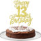 SYKYCTCY 1 Pack Happy 13th Birthday Cake Topper Gold Glitter Cheers to 13 Years Birthday Cake Pick 13 Fabulous Cake Decoration for Happy Birthday Theme Anniversary Party Supplies