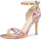 Allegra K Women's Embroidered Strap Stiletto Heel Sandals Rose Gold US 9/UK 7/EU 40