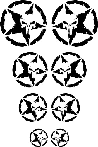 Autoaufkleber Totenschädel Aufkleber Set Motorrad Totenkopf Rund Skull Sticker Motocross 8 Stück Schädel (Matt Schwarz)