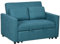 HOMCOM 2 Seater Sofa Bed, Convertible Bed Settee, Modern Fabric Loveseat Sofa Couch with 2 Cushions, Side Pockets for Living Room, Guest Room, Blue