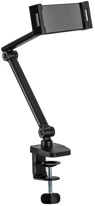 InLine® 55721S Support de Tablette avec Pince de Table, Bras en Deux Parties, réglable en Hauteur, Universel, jusqu'à 12,9, pour iPad Pro, iPad Air, Mini, Samsung Tab, Huawei et Autres Noir