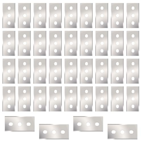HZAOPZE 40 PCS Lame di Ricambio per Raschietto, Lame di Tre Fori per Raschietti, Lame in Acciaio al Carbonio per Piano Cottura e Forno, 0,2mm