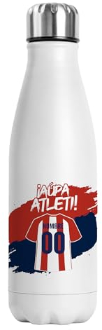 Botella Térmica Personalizada Fútbol A. Madrid | Regalo Original para Aficionados del Fútbol | Regalo Camisetas Equipos Futbol | Termo Acero Inoxidable Doble Capa 500 ml (A. Madrid)