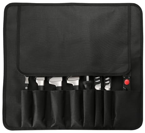 KATISUN Portable Oxford Kitchen Knife Roll — 9-Slot Professional Knife and Utensil Bag Crafted with Premium German Steel for Unmatched Sharpness and Durability