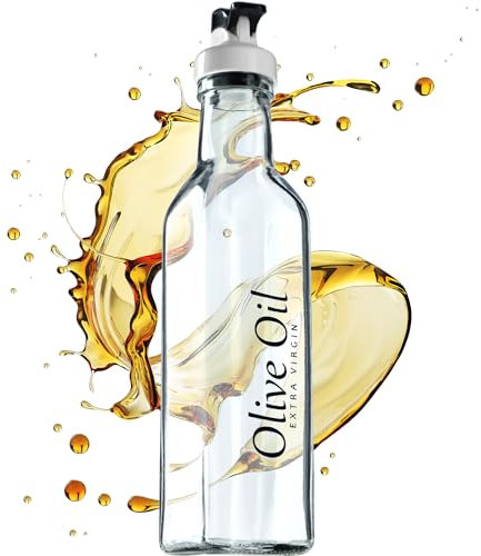 KADAX Bouteille en verre pour vinaigre, bouteille d'huile à remplir, en verre robuste, bouteille d'huile d'olive, bouteille décorative pour la cuisine, distributeur de vinaigre (transparent)
