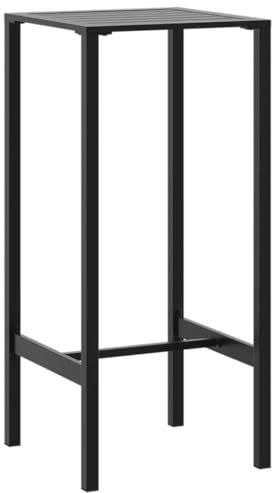 vidaXL Bartisch, Stehtisch Lattenrost-Tischplatte, Bistrotisch für Garten, Küchentisch Tresentisch Partytisch, Schwarz Pulverbeschichteter Stahl