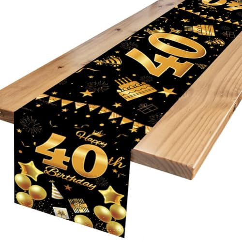Tischläufer 40. Geburtstag Männer Frauen 40 Geburtstag Deko Happy 40th Birthday Tischdeko für Tischdecke Jahrestag Geburtstag Party Dekoration