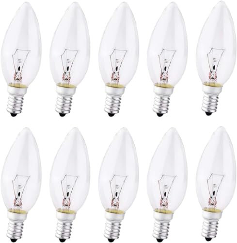 10 Pack E14 Small Screw Light Bulb 25W, Dimmable Candle Bulbs, 2700K Warm White, 230V