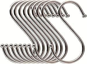 BBly S Hook 15 Pack 7cm Premium Stainless Steel Metal 2.7inch S Hooks Kitchen Pot Pan Hanger M Size S Hooks