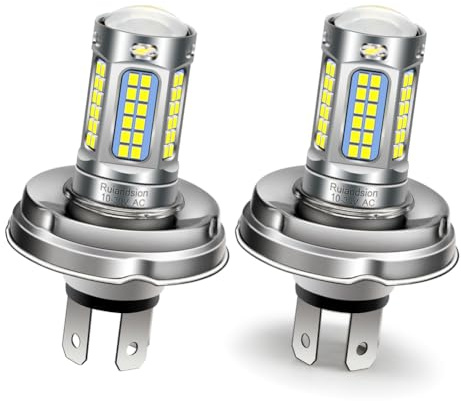Ruiandsion 2pc P45T R2 H5 Led Lampadine Super Bright 2016 69SMD Chips Lampadina AC/DC 10-30V Hi/Low Beam Lampada per Moto Mop Scooter, Bianco