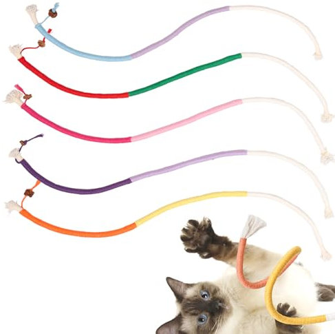 Keboyoe 5 Piezas Juguete Cuerda para Gato Cuerda para Masticar Gato Cuerda para Morder con Hierba Juguete Interactivos para Gatos