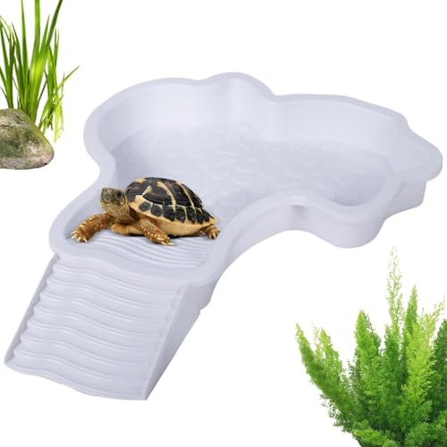 Plat d'eau pour Tortue De Piscine avec Rampe - Mangeoire Tortue Terrestre - Bassin De Bain pour Reptiles - Bol Alimentation Reptile - Bol Eau Reptile | pour Tortue, Léopard, Dragon Barbu, Hamster